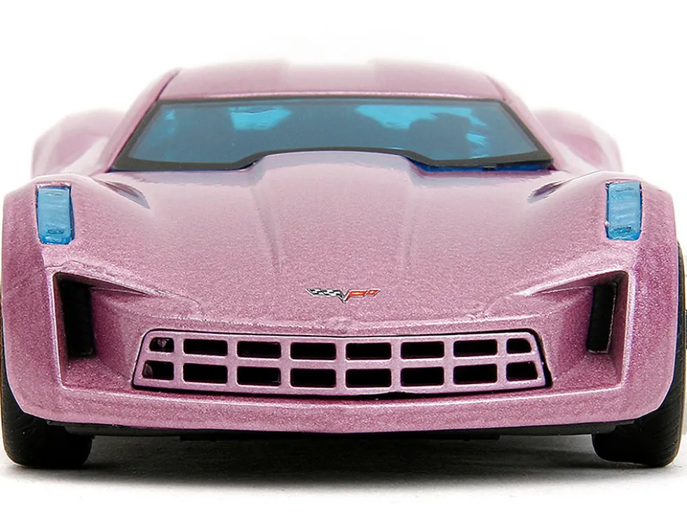 2009 Chevrolet Corvette Stingray Concept Pink Metallic with Blue Tinted Windows Pink Slips Series 1/32 Diecast Model Car Jada 34854