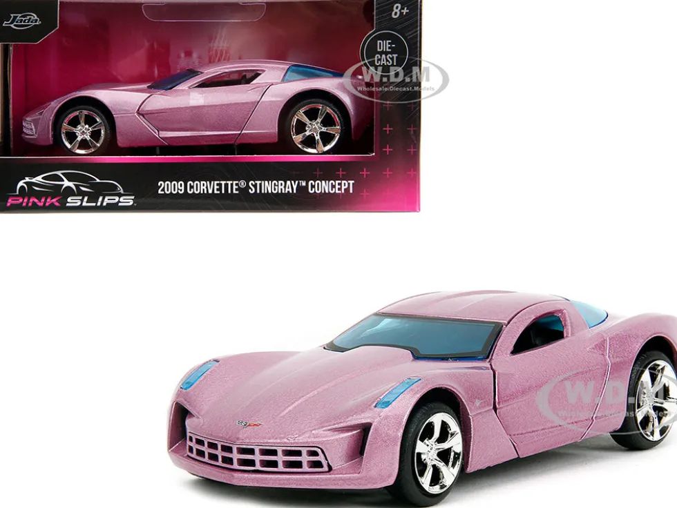 2009 Chevrolet Corvette Stingray Concept Pink Metallic with Blue Tinted Windows Pink Slips Series 1/32 Diecast Model Car Jada 34854