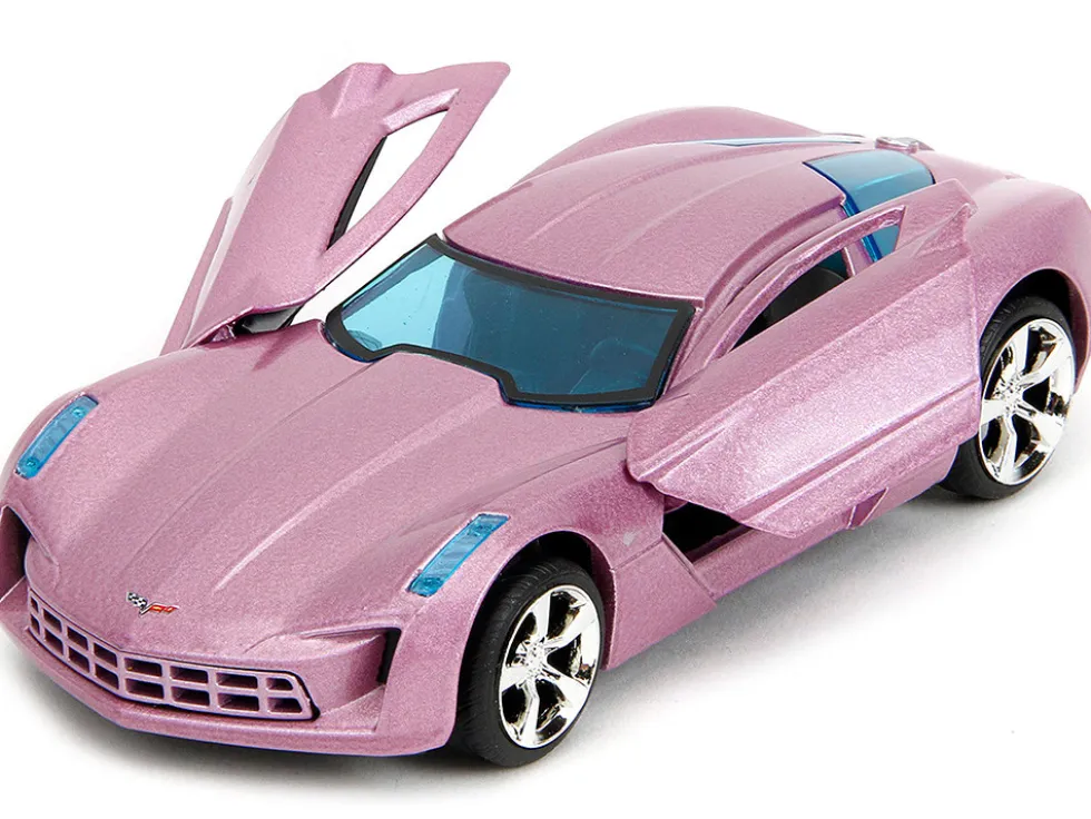 2009 Chevrolet Corvette Stingray Concept Pink Metallic with Blue Tinted Windows Pink Slips Series 1/32 Diecast Model Car Jada 34854