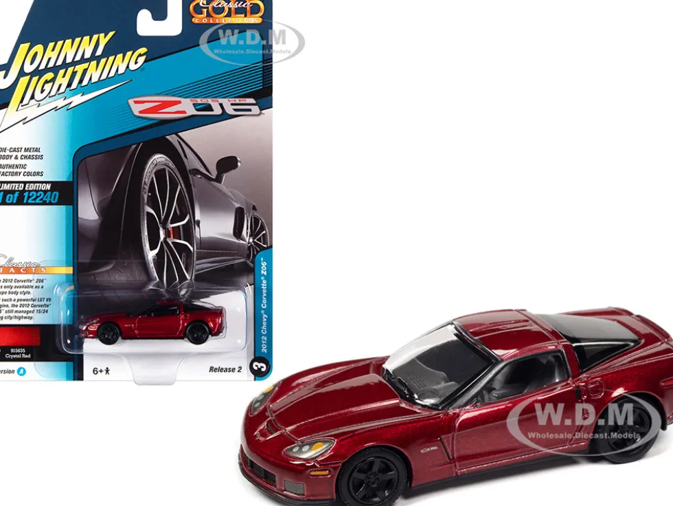 2012 Chevrolet Corvette Z06 Crystal Red Metallic Classic Gold Collection Series Limited Edition 12240 pieces Worldwide 1/64 Diecast Model Car Johnny Lightning JLCG029-JLSP245A