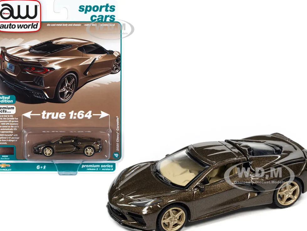 2020 Chevrolet Corvette Zeus Bronze Metallic Sports Cars Limited Edition 1/64 Diecast Model Car Auto World 64362-AWSP103A