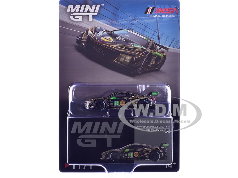 Chevrolet Corvette Z06 GT3.R #13 Matt Bell - Orey Fidani - Lars Kern - Marvin Kirchhofer "AWA" GTD Class Winner IMSA "24 Hours of Daytona" (2025) Limited Edition 1/64 Diecast Model Car by Mini GT