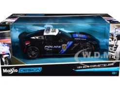 2015 Chevrolet Corvette Z06 "Police" Black with Blue Stripes and White Top "Maisto Design Authority" Series 1/24 Diecast Model Car by Maisto