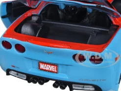 2006 Chevrolet Corvette Z06 Red Blue Doctor Strange Diecast Figurine Avengers Marvel Series Hollywood Rides 1/24 Diecast Model Car Jada 32115
