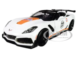 2019 Chevrolet Corvette ZR1 #22 Gulf Oil White Orange Stripes Black Top 1/24 Diecast Model Car Motormax 79657