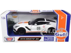 2019 Chevrolet Corvette ZR1 #22 Gulf Oil White Orange Stripes Black Top 1/24 Diecast Model Car Motormax 79657