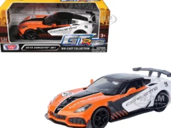 2019 Chevrolet Corvette ZR1 #24 Orange and White with Black Graphics "GT Racing" Series 1/24 Diecast Model Car by Motormax