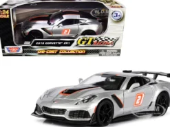 2019 Chevrolet Corvette ZR1 #2 Silver Black Orange Stripes GT Racing Series 1/24 Diecast Model Car Motormax 73785