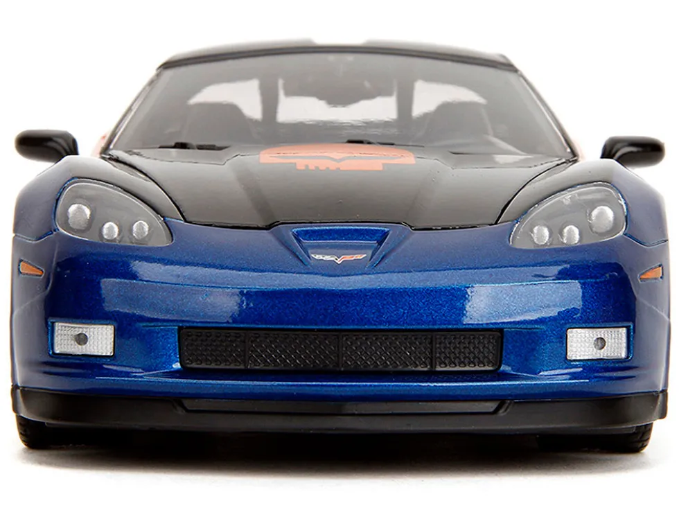 2006 Chevrolet Corvette Z06 #333 "Spirit Racing" Blue Metallic and Orange with Black Hood and Top "Bigtime Muscle" Series 1/24 Diecast Model Car by Jada