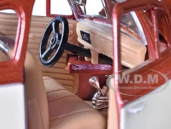 1939 Chevrolet Coupe Lowrider Beige Brown Metallic Get Low Series 1/24 Diecast Model Car Motormax 79028