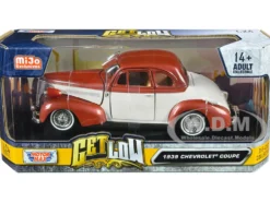 1939 Chevrolet Coupe Lowrider Beige Brown Metallic Get Low Series 1/24 Diecast Model Car Motormax 79028