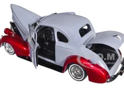 1939 Chevrolet Coupe Lowrider Gray Red Metallic Get Low Series 1/24 Diecast Model Car Motormax 79028
