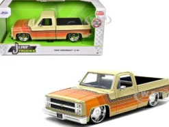 1985 Chevrolet C-10 Pickup Truck Beige with Stripes and Lowenhart Wheels "Just Trucks" Series 1/24 Diecast Model Car by Jada