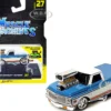 1972 Chevrolet C10 Pickup Truck Blue and White with Stripes 1/64 Diecast Model Car Muscle Machines 15567BL