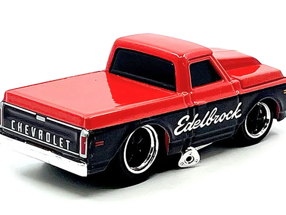 1972 Chevrolet C-10 Pickup Truck Red and Black "Edelbrock" 1/64 Diecast Model Car by Muscle Machines