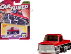 1987 Chevrolet C10 Pickup Truck Red Metallic and Black "Customs" Series 2 Diecast Model Car by CarTuned