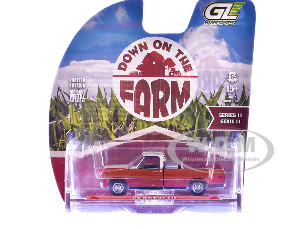 1968 Chevrolet C-10 Pickup Truck with Toolbox Orange and Beige "Down on the Farm" Series 11 1/64 Diecast Model by Greenlight