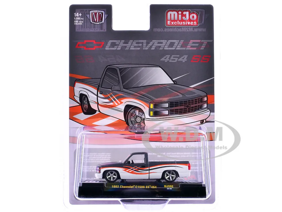 1992 Chevrolet C1500 SS 454 Pickup Truck Gray and White with Graphics Limited Edition to 9680 pieces Worldwide 1/64 Diecast Model Car by M2 Machines