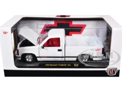 1993 Chevrolet C1500 SS 454 Pickup Truck White with Red Interior Limited Edition to 9600 pieces Worldwide 1/24 Diecast Model Car by M2 Machines
