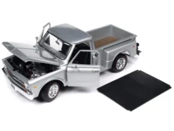 1968 Chevrolet C10 Stepside Pickup Truck Silver Metallic 1/18 Diecast Model Car by Auto World