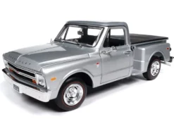 1968 Chevrolet C10 Stepside Pickup Truck Silver Metallic 1/18 Diecast Model Car by Auto World