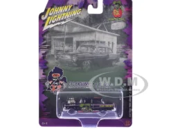 1955 Chevrolet 2-Door Sedan "Rat Fink Racing" Black with Graphics "CTC Exclusive" Series Limited Edition to 3000 pieces Worldwide 1/64 Diecast Model Car by Johnny Lightning