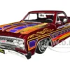 1965 Chevrolet El Camino Lowrider Candy Red Metallic with Graphics Lowriders Series 1/25 Diecast Model Car Maisto 32543CRD