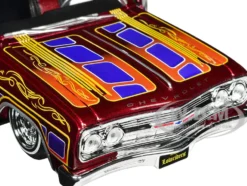 1965 Chevrolet El Camino Lowrider Candy Red Metallic with Graphics Lowriders Series 1/25 Diecast Model Car Maisto 32543CRD