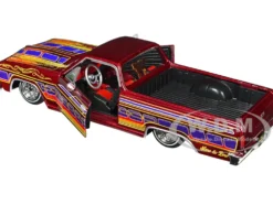 1965 Chevrolet El Camino Lowrider Candy Red Metallic with Graphics Lowriders Series 1/25 Diecast Model Car Maisto 32543CRD