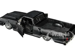1965 Chevrolet El Camino Lowrider Black Metallic with Silver Graphics Lowriders Series 1/25 Diecast Model Car Maisto 32543BK