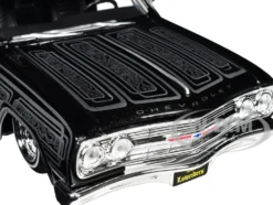 1965 Chevrolet El Camino Lowrider Black Metallic with Silver Graphics Lowriders Series 1/25 Diecast Model Car Maisto 32543BK