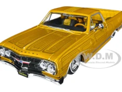 1965 Chevrolet El Camino Lowrider Gold Metallic Graphics Lowriders Series 1/25 Diecast Model Car Maisto 32543GLD