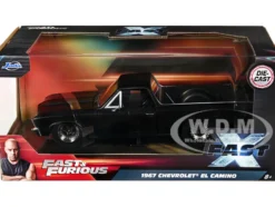 1967 Chevrolet El Camino Matt Black Fast & Furious Series 1/24 Diecast Model Car Jada 34413