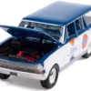 1963 Chevrolet II Nova 400 Wagon "Gulf" Blue and White with Blue Interior "Big Country Collectibles" 2025 Series 1/64 Diecast Model Car by Auto World