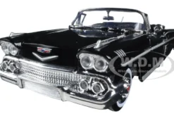 1958 Chevrolet Impala Black 1/24 Diecast Model Car Motormax 73267