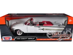 1960 Chevrolet Impala Convertible White 1/18 Diecast Model Car Motormax 73110