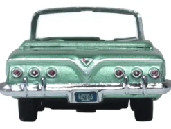 1961 Chevrolet Impala Convertible Arbor Green Metallic with Green Interior 1/87 (HO) Scale Diecast Model Car by Oxford Diecast