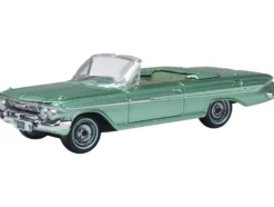 1961 Chevrolet Impala Convertible Arbor Green Metallic with Green Interior 1/87 (HO) Scale Diecast Model Car by Oxford Diecast