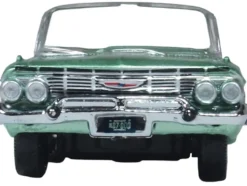 1961 Chevrolet Impala Convertible Arbor Green Metallic with Green Interior 1/87 (HO) Scale Diecast Model Car by Oxford Diecast