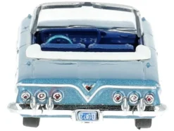 1961 Chevrolet Impala Convertible Jewel Blue Metallic and White with Blue Interior 1/87 HO Scale Diecast Model Car Oxford Diecast 87CI61006