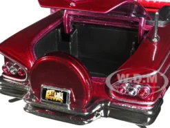1958 Chevrolet Impala Convertible Lowrider Dark Red Metallic Red Interior Get Low Series 1/24 Diecast Model Car Motormax 79025