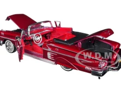 1958 Chevrolet Impala Convertible Lowrider Dark Red Metallic Red Interior Get Low Series 1/24 Diecast Model Car Motormax 79025
