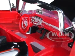 1958 Chevrolet Impala Convertible Lowrider Black White Red Interior Get Low Series 1/24 Diecast Model Car Motormax 79025