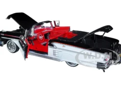 1958 Chevrolet Impala Convertible Lowrider Black White Red Interior Get Low Series 1/24 Diecast Model Car Motormax 79025