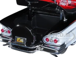 1958 Chevrolet Impala Convertible Lowrider Black White Red Interior Get Low Series 1/24 Diecast Model Car Motormax 79025