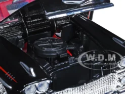 1958 Chevrolet Impala Convertible Lowrider Black White Red Interior Get Low Series 1/24 Diecast Model Car Motormax 79025