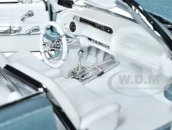 1963 Chevrolet Impala Convertible Light Blue Metallic with White Interior NEX Models 1/24 Diecast Model Car Welly 22434W-BL