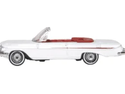 1961 Chevrolet Impala Convertible Ermine White with Roman Red Interior 1/87 (HO) Scale Diecast Model Car by Oxford Diecast