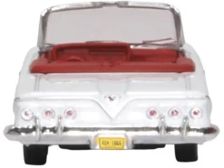 1961 Chevrolet Impala Convertible Ermine White with Roman Red Interior 1/87 (HO) Scale Diecast Model Car by Oxford Diecast