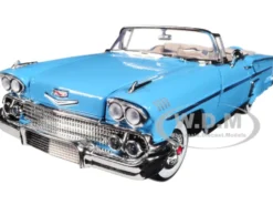 1958 Chevrolet Impala Convertible Light Blue Timeless Classics 1/18 Diecast Model Car Motormax 73112